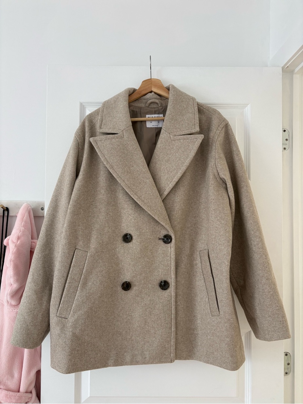 Old Navy Double-Breasted Peacoat in Light Beige